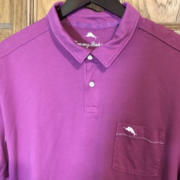 Tommy Bahama 100% Pima Cotton Golf Polo Men's XL Plum 1/4 Button Preppy Shirt - Picture 3 of 12